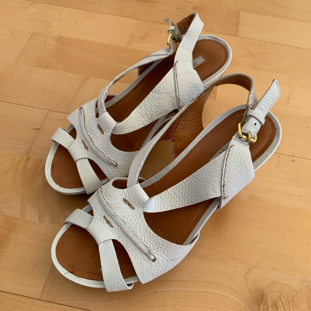 Geox White Wedge Heels/Sandals, 6